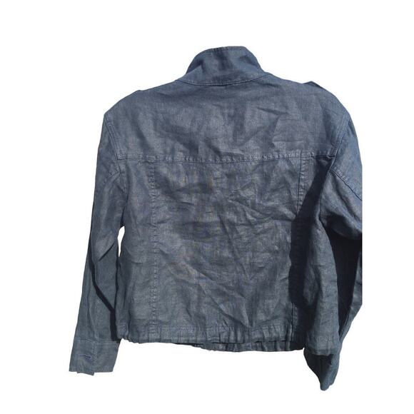 Talbots linen jacket womens P petite navy blue preppy classic coastal old money - Picture 10 of 12